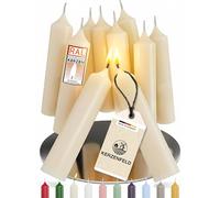 Kerzenfeld Velas de varilla, 10 unidades de 100 x 22 mm, 2 veces sumergidas, larga duración de combustión de 4 horas, calidad de fabricación alemana, certificado RAL y sin goteo (marfil)