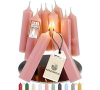 Kerzenfeld Velas de varilla, 10 unidades de 100 x 22 mm, 2 veces sumergidas, larga duración de combustión de 4 horas, calidad de fabricación alemana, certificado RAL y sin goteo (rosa)