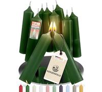 Kerzenfeld® Velas de varilla, 10 unidades de 100 x 22 mm, 2 veces sumergidas, larga duración de combustión de 4 horas, calidad de fabricación alemana, certificado RAL y sin goteo (verde)