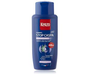Kerzo - Champú Stop Caspa - Antipicores - Elimina el 100% de la Caspa y Calma el Cuero Cabelludo, con Aceite Esencial de Madera de Cedro, Blanco, 1.2 Litros, Pack de 3