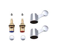 KES 2Pcs Grifo Valvula de Cobre Cartucho de Disco de Cobre con Par de Cabezales de Palanca Calientes y Fríos Cabezal Ceramico Reemplazo Cromado, PCH200A3-CH
