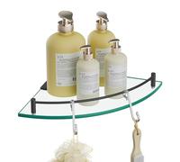 KES Estanteria Ducha Cristal Estante de Pared Estante Ducha Estante Baño de Esquina Estantería Cristal Baño con Toallero Acero Inoxidable SUS304 Negro Mate, BGS2101A-BK