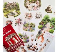 Kesari 20 hojas de accesorios para álbumes de recortes, pegatinas clásicas figuras literarias, decoración para accesorios de diario, álbum de fotos (jardín de Austin)