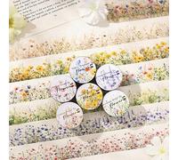 Kesari Scrapbook Stickers Washi Tape Bullet Journal Accesorios Pegatinas, 6 Rolls Serie de Flores Pegatinas Cinta Decorativa para Diarios, Planners, Álbum de Fotos (The Flower Road)