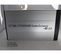 KesCom Carcasa de metal para disco duro externo USB 2.0 SATA e IDE (3,5", 8,9 cm), color plateado