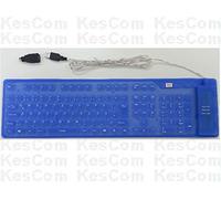 KesCom Teclado flexible PS/2 USB, resistente al agua, enrollable, alemán, azul, con teclado num-Lock, también para Windows10