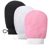 Kese - Guante exfoliante para el cuerpo, 3 unidades, para eliminar la caspa (negro, gris, rosa)