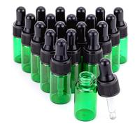 Kesell 20 botellas pequeñas de vidrio verde con cuentagotas de 3 ml, frascos vacíos de muestra de perfume con tapa negra y cuentagotas de vidrio