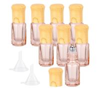 Kesell Paquete de 8 botellas de aceite esencial de 3 ml, color naranja, mini contenedor portátil de viaje para cosméticos, perfume, botellas de vidrio octogonales vacías con abridor y embudos