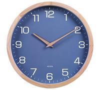 Kesin Reloj de Pared de Madera Azul de 12 Pulgadas, silencioso, Redondo, Moderno, Funciona con Pilas, números Grandes y Vidrio HD, Decorativo, para el hogar, Cocina, Sala de Estar, Dormitorio,