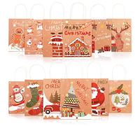 Kesote 12 bolsas de papel kraft bolsas de regalo de Navidad con asas bolsas para dulces regalo de Navidad, cumpleaños, boda