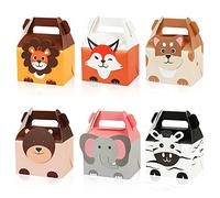 Kesote 12 Piezas de Cajas de Animales de 6 Estilos para Niños Decoración de Fiesta de Cumpleaños Regalo