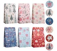 Kesote 24 bolsas de regalo de Navidad, bolsa de regalo de Navidad + 24 pegatinas de Navidad para regalo de Navidad, caramelos y panes