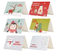 Kesote 24 Piezas de Tarjetas de Navidad de 6 Modelos con Diseños de Flores, 24 Tarjetas de Felicitación + 24 Sobres