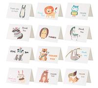 Kesote 24 Tarjeta de Gracias Tarjeta de Felicitación Agradecimiento Animal con Sobres y Pegatinas (12 Estilos)