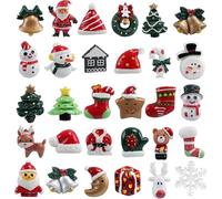 Kesote 30 Piezas de Mini Adornos Navideños de Resina Papá Noel, Sonajero, Árbol de Navidad, Muñeco de Nieve, Miniaturas de Navidad para Regalo, Parcela, Tarjetas de Felicitación
