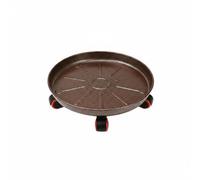 KESOTO Base Rodante para Plantas con Ruedas Multidireccionales Bandeja Integrada Soporte Estable y Material Metálico y Plástico Adecuado para Salones Patios, Bronce Antiguo, Diámetro Interior 28cm