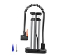 KESOTO Bomba de Bicicleta, Fácil de Usar, Bomba de Pie para Neumáticos de Bicicleta Y Pelotas, Bomba de Pelota con Dos Accesorios de Boquilla, Hecha de Aleac, Plata