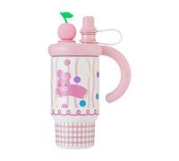 KESOTO Botella de agua de 800 ml con vaso de acero inoxidable, aislante, para el hogar, el coche deportivo, Conejo Rosa