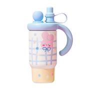 KESOTO Botella de agua de 800 ml con vaso de acero inoxidable, aislante, para el hogar, el coche deportivo, Conejo Azul