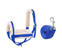 KESOTO Cabestro de Tracción para Ganado con Cuerda Guía Extra Fuerte Hecha de Nailon Y Felpa, Cabestro Ajustable para Terneros Y Toros para Bueyes, Ovejas Y, Blue S