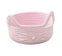 KESOTO Cesta de Cuerda de Algodón con Forma de Gatos de Dibujos Animados, Contenedor de Cosméticos, Decoración Elegante, Cesta de Almacenamiento Multifuncion, Rosa