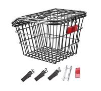 KESOTO Cesta Metálica para Bicicleta, Cesta Portaequipajes para Bicicleta, Cesta de Almacenamiento Plegable Universal para Bicicletas Infantiles, Gran, Negro con Tapa