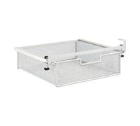 KESOTO Cesta para cajón debajo del escritorio, estante de almacenamiento debajo de mesa, organizador invisible de malla metálica deslizante, White M