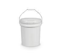 KESOTO Cubo Industrial de Almacenamiento Cubeta Recipiente Contenedor con Tapa Antiderrames y Asa de Hierro PP Robusto de Alta, Blanco, 20L Modelo H con Asa De Hierro, Tapa A Presión Engrosada