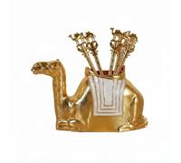 KESOTO Cucharilla Decorativa con Figura de Dromedario Porta Cubiertos Integrado Acabado Dorado O Plateado Excelente para Fiestas Decoración de Comedor de Té, Dorado