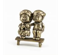 KESOTO Figura Decorativa de Latón Pareja Anciana Estatua Escultura Adorno con Posado Cariñoso Metal Dorado Antiguo Rostros Tallados Base Pequeña Adecuada
