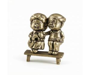 KESOTO Figura Decorativa de Latón Pareja Anciana Estatua Escultura Adorno con Posado Cariñoso Metal Dorado Antiguo Rostros Tallados Base Pequeña Adecuada