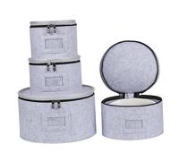 KESOTO Juego de 4 Recipientes para Utensilios de Cocina, Organizador de Vajilla y Vasos con Tapa, Organizador de Platos para Casa y Camping, Gris Claro