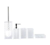 KESOTO Juego de 5 Accesorios de Baño, Jabonera, Dispensador de Cepillos de Dientes, Cristal, Fabricado en PP, Fácil de Limpiar, Apto para Regalo, Apartamento, Blanco, Individual