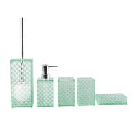 KESOTO Juego de 5 Accesorios de Baño, Jabonera, Dispensador de Cepillos de Dientes, Cristal, Fabricado en PP, Fácil de Limpiar, Apto para Regalo, Apartamento, Morandi Green, Individual