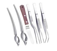 KESOTO Juego de Utensilios Culinarios de 7 Piezas, Pinzas de Cocina, Utensilios para Emplatar, Cucharas de Dibujo Y Raspadores de Pastel, Acero Inoxidable, a, 6 Uds., tal como se describe