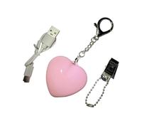 KESOTO Lámpara de Bolsillo con Forma de Corazón, Mini Llavero Táctil, Accesorio de Luz, Cadena Recargable Por USB, Material PP Metal, Adecuada para Dormitori, Rosa
