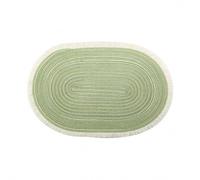 KESOTO Mantel Individual Salvamanteles Ovalado Trenzado Textil Poliéster con Franja Aislante para Mesa Cocina Comidas Hogar, Verde Hierba