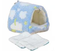 KESOTO Nido para Pájaro Cama Colgante Refugio Suave con Ganchos Metálicos y Alfombrilla Lavable en Mezcla Acolchada para Loros y Adecuado para Jaulas Invierno Sueño Hogar, Azul, XL 19x18cm