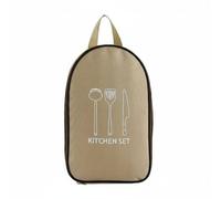 KESOTO Organizador de Utensilios de Cocina de Exterior Bolsa Portátil Estuche para Cubertería y Accesorios Oxford con Compartimentos Adecuado para Picnic Barbacoa Camping y Viajes, Beige