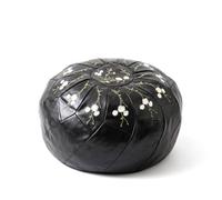 KESOTO Ottoman Puff Taburete Baúl Asiento Redondo con Cremallera de Acceso Inferior Diseño de Bordado y Tapizado Suave Adecuado para Sala de Estar en Casa, Negro, Bordado Floral