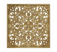 KESOTO Panel Pared Tallado Floral Simétrico Panel Perforado Cuadrado Morno Adorno Mural con BOR Enmarcado para Recibidor