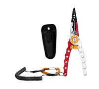 KESOTO Pinza de Pesca Alicate Multifuncional Herramienta de Control Anillo Partido Removedor de Anzuelos Aluminio con Funda Adecuada para Pesca Re, Plata Rojo