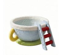 KESOTO Rascador para Gatos Cama Cueva Taza Cama Nido Poste Rascador Cuna Mullida Estructura Ligera con Asa para Limpiar, 40 40 21cm, Taza De Café Azul - Cuerda Enrollada con Escalera