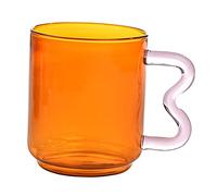 KESOTO Taza de Café de Vidrio Borosilicato con Diseño Creativo Y Capacidad Grande Apta para Té Leche Jugo en Hogar Oficina Cocina, NARANJA, tal como se describe