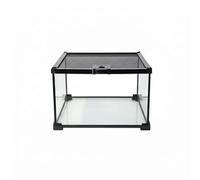 KESOTO Terrario para Reptiles de Cristal Robusto Caja Apilable con de Malla Seguro Estructura Vertical y Visión Completa Adecuado para Aficionados a Anfibios Decoración de Escritorio, 30x30x20cm
