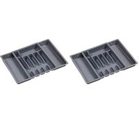 Kesper 30087 - Cajón extraíble para Cubiertos (plástico, 29-50 cm x 38 x 6,5 cm), Color Gris (Paquete de 2)