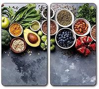 KESPER 3654313 - Tabla de cortar multifuncional de cristal (2 unidades), diseño de avocado. Cubierta de placa de cocina/tabla de cortar de cristal/placa de cristal/protector contra salpicaduras