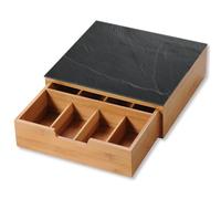 Kesper 58951 - Caja con cajón y 8 compartimentos, caja de cápsulas de café, caja de té, bolsa de té