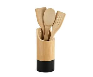 Kesper 81161 | Juego de utensilios de cocina (madera de bambú, 21,5 x 9 x 9 cm, 4 piezas), color verde